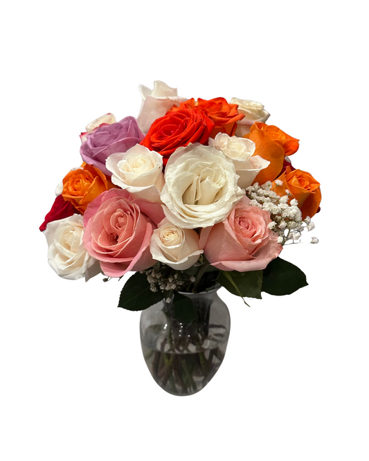 Deluxe 24 Mixed Roses in Vase