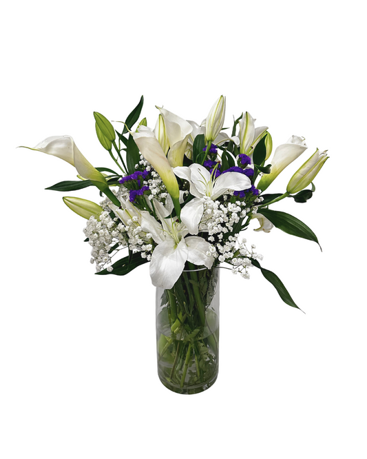 Elegant White & Purple Harmony Arrangement